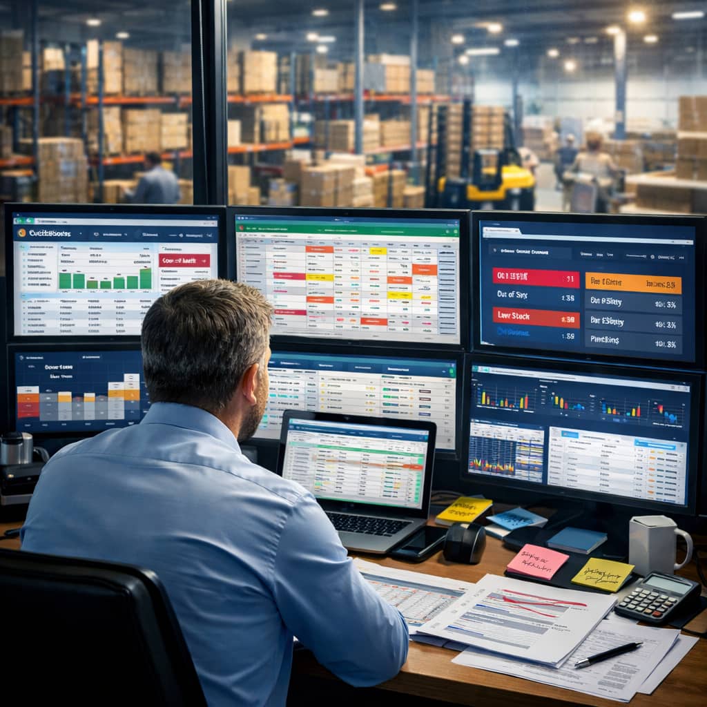 Advanced inventory management system dashboard with analytics and mobile integration