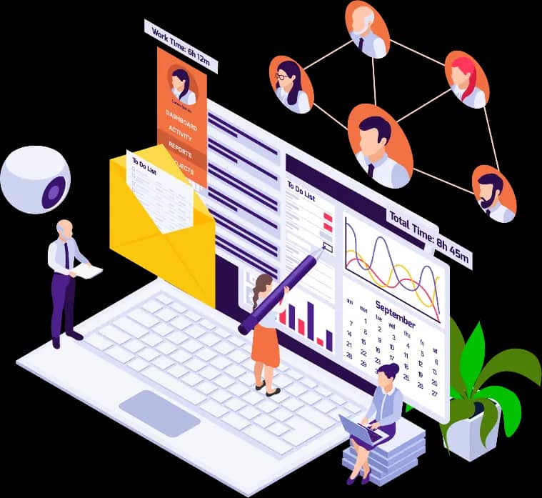 Human Resource Management System (HRMS) dashboard showing payroll, employee management, attendance tracking and HR analytics